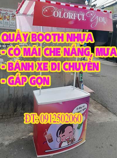 booth nhựa có mái che nắng