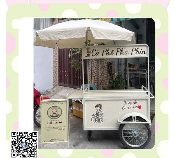xe bán đồ ăn vặt có mái che