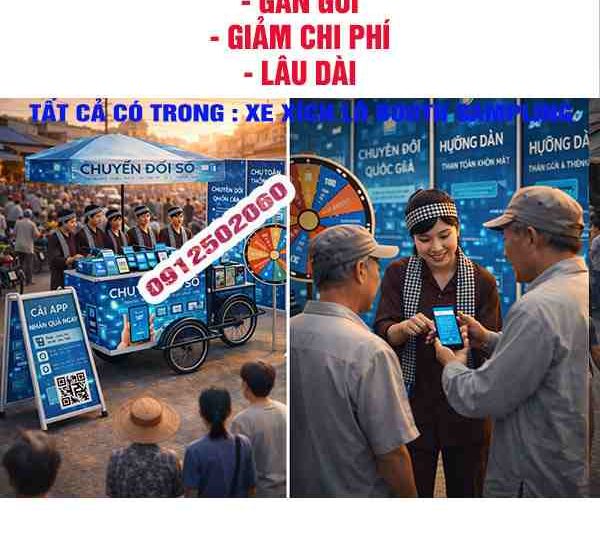 xe xích lô booth sampling truyền thông